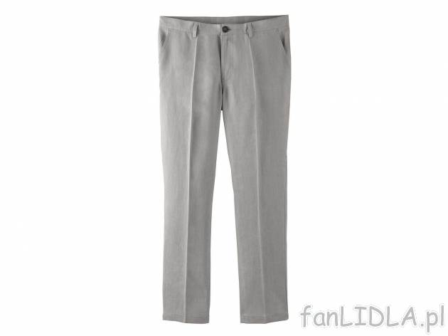 Lniane męskie spodnie od marki Livergy, o modnym fasonie chino, w cenie 49,99 PLN. ...