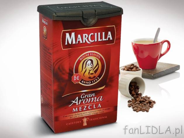 Marcilla Kawa mielona , cena 8,49 PLN za 250 g, 100g=3,40 PLN. 
- Kawa o łagodnym, ...