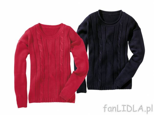 Sweter , cena 39,00 PLN za 1 szt. 
- modny wzór w warkocz
- materiał: 50% bawełna, ...