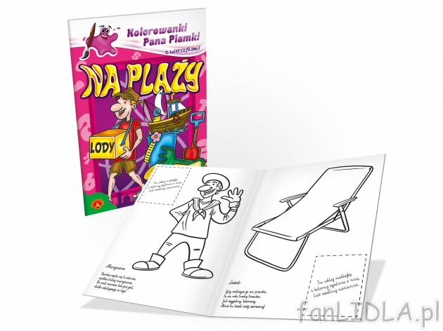 Kolorowanka z naklejkami z tematem wakacyjnym: Pan Planka na plaży, cena 2,99 zł ...