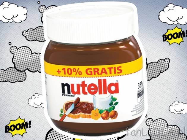 Nutella krem czekoladowy , cena 8,69 PLN za 385g, 1kg = 22,57 PLN. 
- Pyszny krem ...