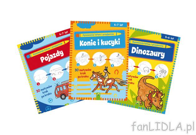 Książeczka do nauki rysunku , cena 9,99 PLN za 1 szt. 
- do wyboru: &quot;Dinozaury&quot;, ...