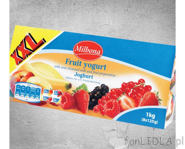 Jogurt , cena 4,99 PLN za 1 kg/1 opak. 
- Z kawałkami owoców. 
- 8 jogurtów ...