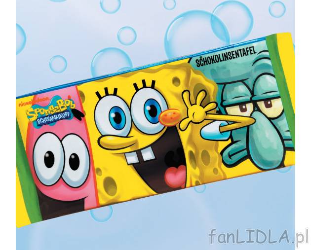 Czekolada Sponge Bob , cena 3,49 PLN za 110 g/1 opak. 
- Czekolada pełnomleczna ...