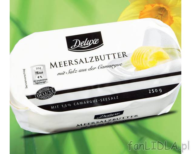 Masło z solą morską , cena 4,44 PLN za 250g/1 opak. 
-  idealne do świeżego pieczywa