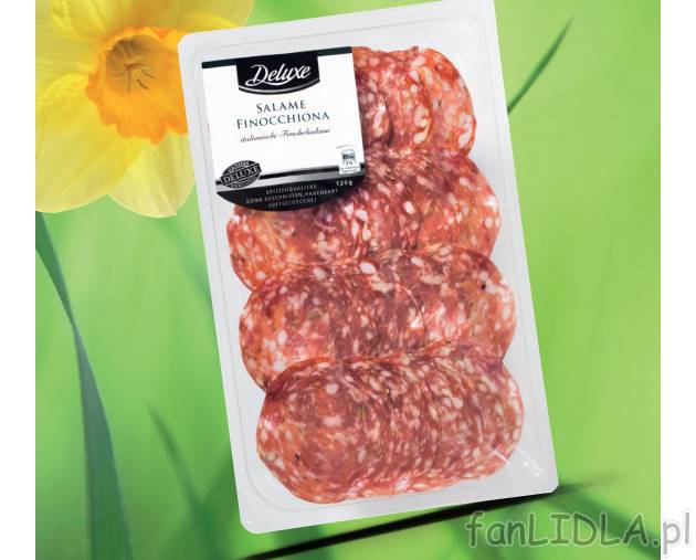 Salami z koprem włoskim , cena 7,99 PLN za 120g/1 opak. 
- w plastrach, suszone ...