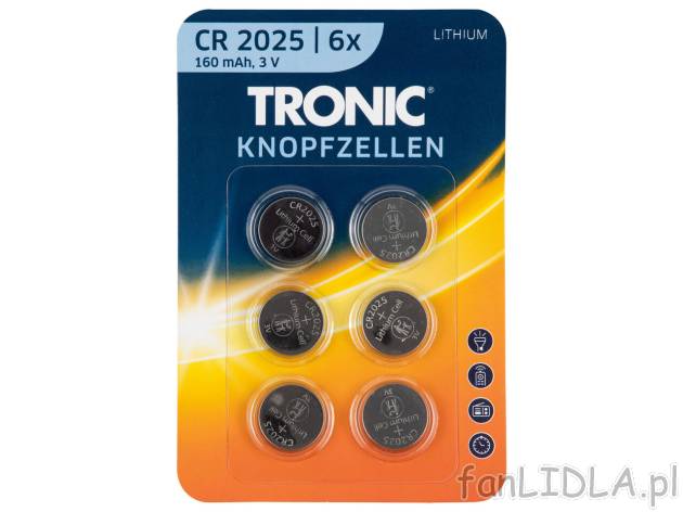 TRONIC , cena 9,99 PLN 
TRONIC® Zestaw baterii guzikowych, 6 szt. 
- 
pasują ...