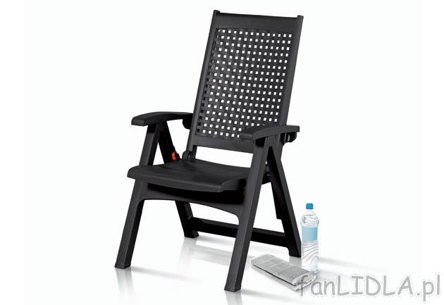 Krzesło składane z wysokim oparciem Florabest, cena 119,00 PLN za 1 szt. 
- oparcie ...