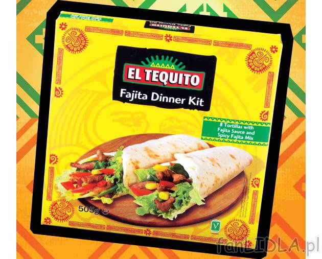 Zestaw Fajita , cena 7,99 PLN za 470/505 g 
- zestaw zawiera 8 placków tortilla ...