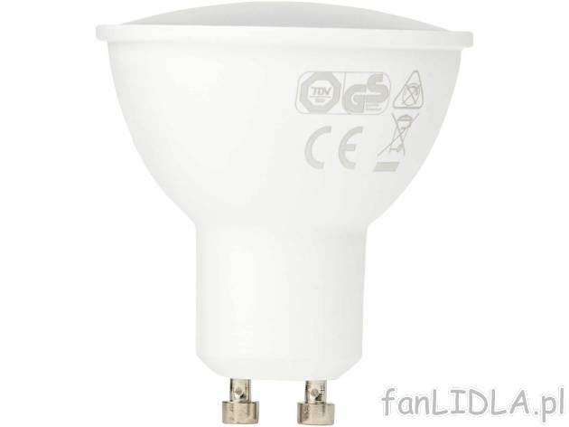 Żarówka LED , cena 5,99 PLN 
- GU10
- 430 lm
- moc: 5,5 W co odpowiada żarówce ...