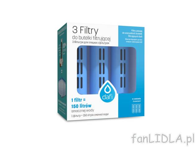 Zestaw 3 filtrów do butelek filtrujących Dafi , cena 31,99 PLN 
Zestaw 3 filtrów ...