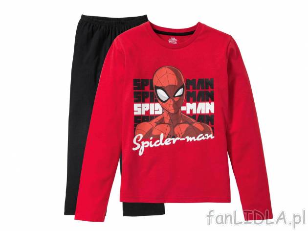 Piżama z motywem Spidermana, cena 19,99 PLN. Piżama dwuczęściowa, składająca ...