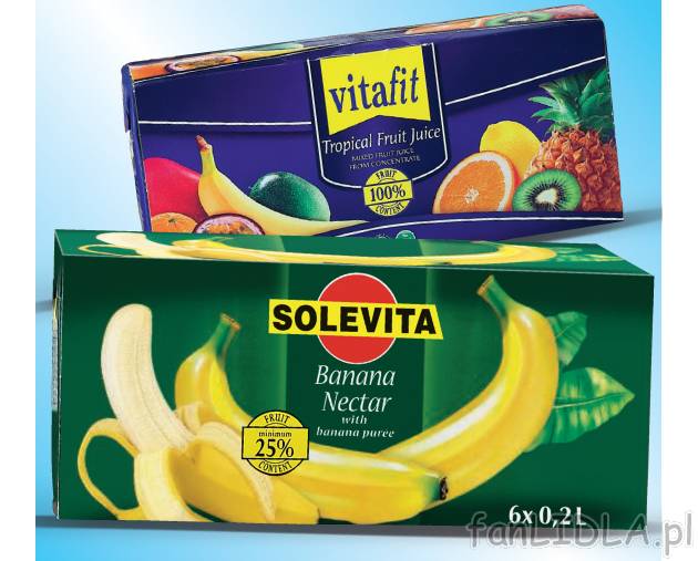 Sok z owoców tropikalnych lub nektar bananowy , cena 4,49 PLN za 6x0.2 L/1 opak. ...