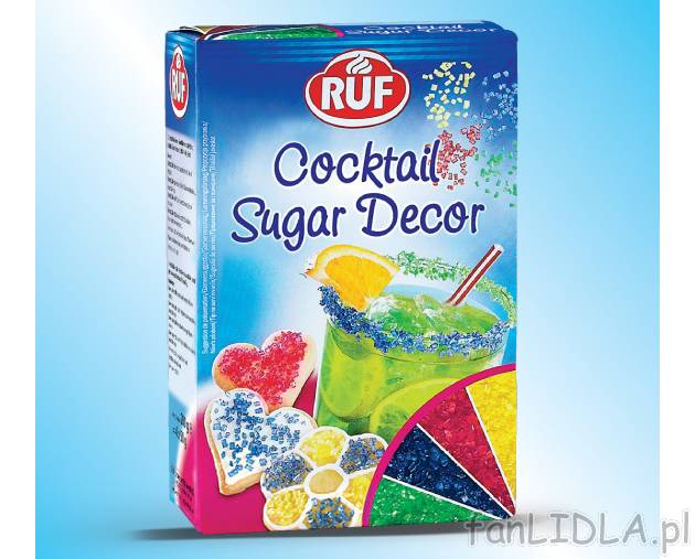 Kolorowy cukier , cena 7,99 PLN za 200 g/1 opak. 
- Dekoracyjny. Idealny do koktajli, ...