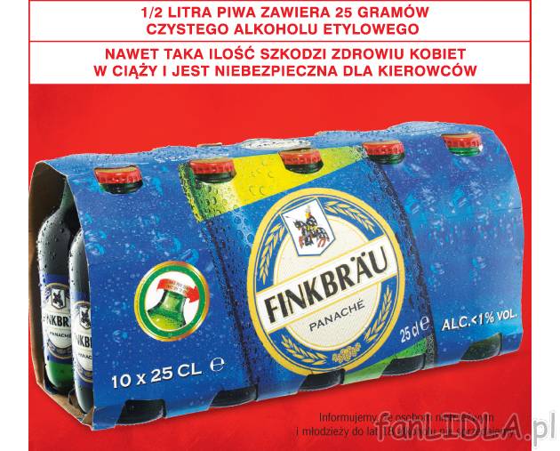 Piwo Panache , cena 11,99 PLN za 10x0.25l / 1 opak 
-  jasne 
-  1 % alkoholu