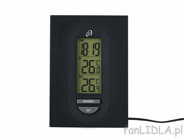 Termometr , cena 12,99 PLN 
- jednoczesne wskazywanie godziny oraz temperatur wewnątrz ...