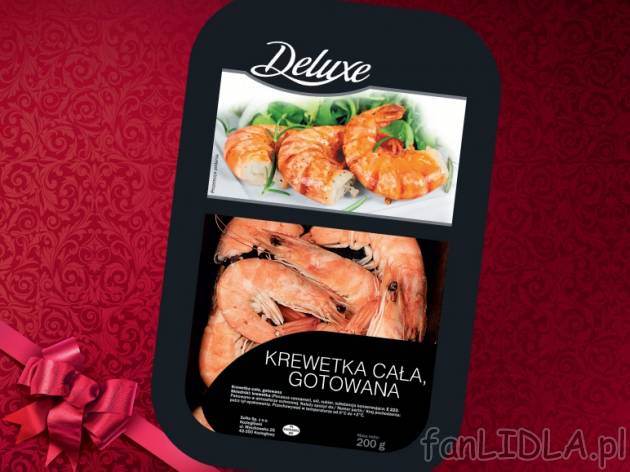 Krewetki Deluxe, cena 9,99 PLN za 200 g, 100 g = 5,00 PLN. 
- Najpopularniejsze ...