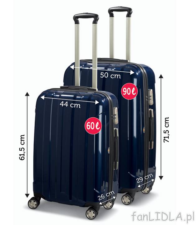 Zestaw walizek z poliwęglanu 2 szt. , cena 399,00 PLN za 1 opak. 
- lekkie, waga: ...