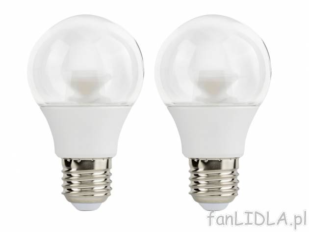 Żarówki LED, 2 szt. , cena 12,99 PLN  
-  ciepłe światło
-  E27
-  6 W
-  420 lm
