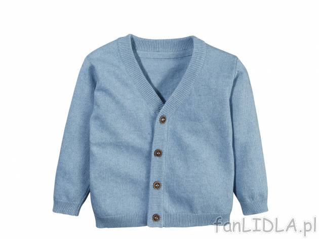 Sweterek , cena 24,99 PLN. Sweter chłopięcy zapinany na guziki. 
- 100% biobawełny
- ...