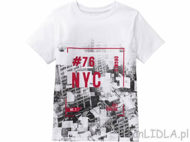 Koszulka , cena 14,99 PLN. T-shirt chłopięcy z z modnym nadrukiem. 
- 100% bawełny
- ...