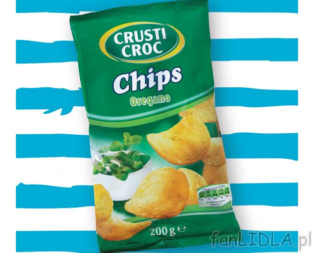 Chipsy oregano , cena 3,99 PLN za 200 g 
- Chrupiące, cienko krojone plastry ziemniaków ...