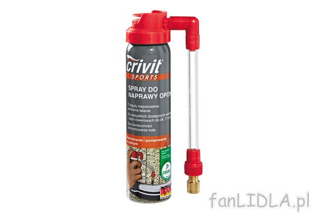 Spray do naprawy opon Crivit Sports, cena 9,99 PLN za 1 opak. 
-  75ml = 1 opak
