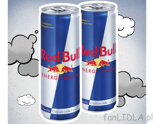 Red Bull , cena 3,99 PLN za 250 ml/1 opak. 
- Cena obowiązuje przy zakupie 2 sztuk ...