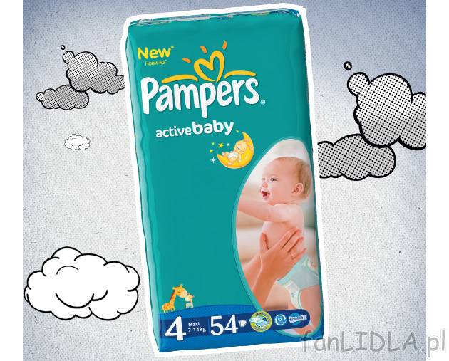 Pieluchy Pampers , cena 29,99 PLN za 44/54/62 szt./1 opak. 
- Do wyboru: Maxi, ...