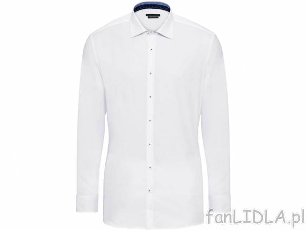 Gładka, biała koszula dla niego, cena 49,99 PLN. Koszula wykonana ze 100% bawełny.
- ...