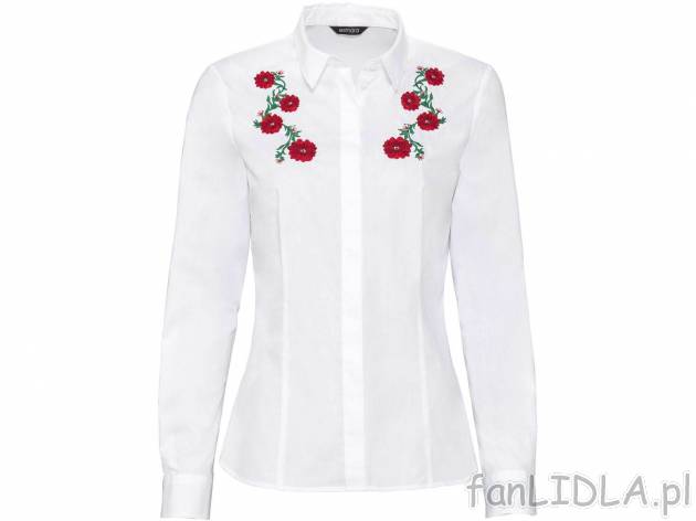 Elegancka koszula damska od marki Esmara, cena 49,99 PLN. Koszula z aplikacją wyszywanych ...