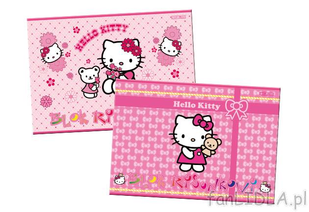 Blok Hello Kitty , cena 1,99 PLN za 1 szt. 
- techniczny A4, 10 kartek lub 
- rysunkowy ...