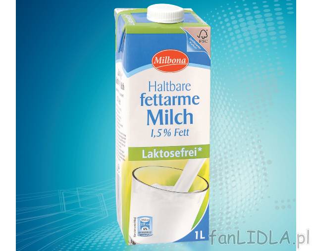Mleko bez laktozy , cena 3,49 PLN za 1 L/1 opak. 
- Mleko stworzone z myślą ...
