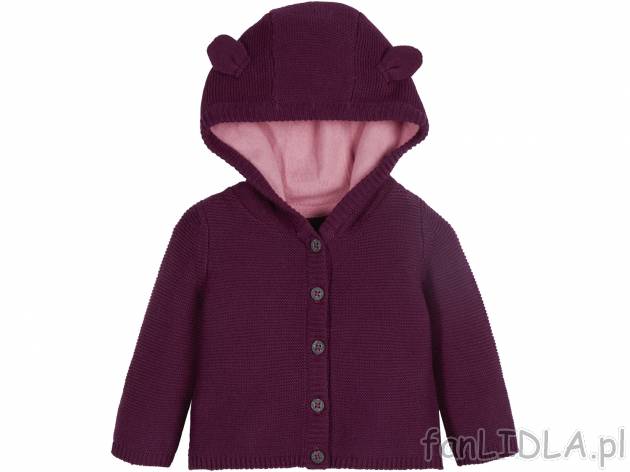 Sweterek z biobawełny , cena 24,99 PLN. Sweterek dziecięcy z ciepłym kapturem ...