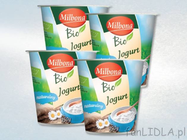 Milbona Bio-jogurt , cena 4,00 PLN za 4x150 g, 1kg=6,67 PLN.  
-      Oszczędzasz 1.16!