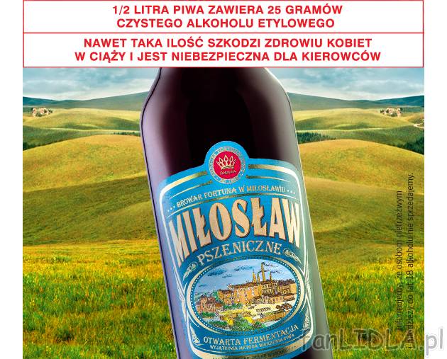 Piwo Miłosław , cena 3,49 PLN za 0.5L/1szt. 
- Informujemy, że osobom nietrzeźwym ...