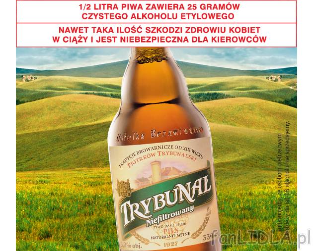 Piwo Trybunał Niefiltrowane , cena 1,89 PLN za 0.33L/1szt. 
- Informujemy, że ...