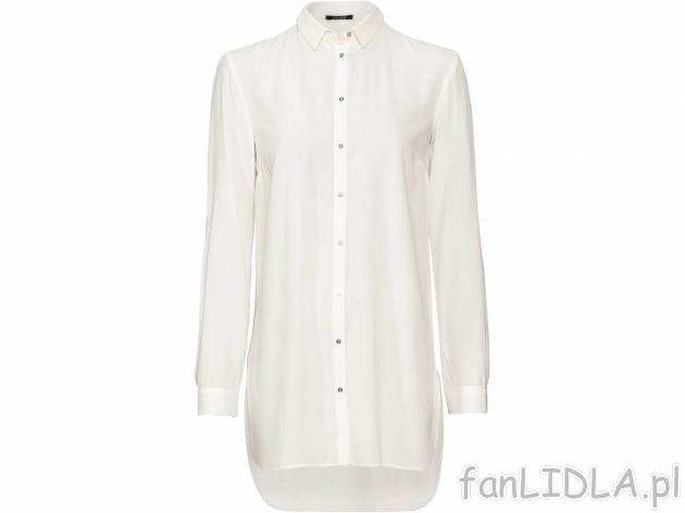 Długa koszula z wiskozy , cena 34,99 PLN. Elegancka, biała koszula damska zapinana ...
