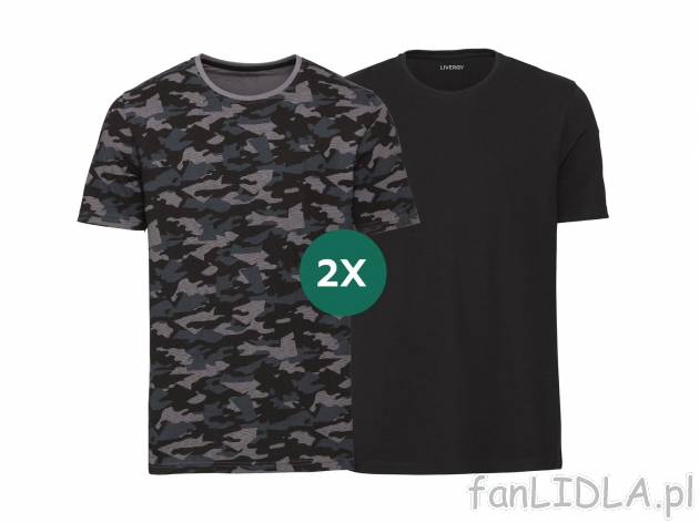 T-shirt męski z okrągłym dekoltem, 2 szt. , cena 24,99 PLN. Dwupak T-shirtów: ...