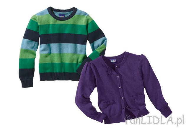 Sweter dziecięcy Lupilu, cena 24,99 PLN za 1 szt. 
- miękki i przylegający 
- ...