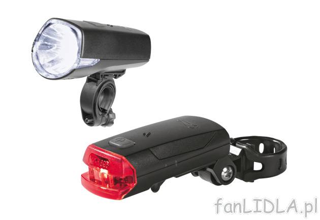 Zestaw lampek rowerowych LED na baterie Crivit Sports, cena 34,99 PLN za 1 opak. ...