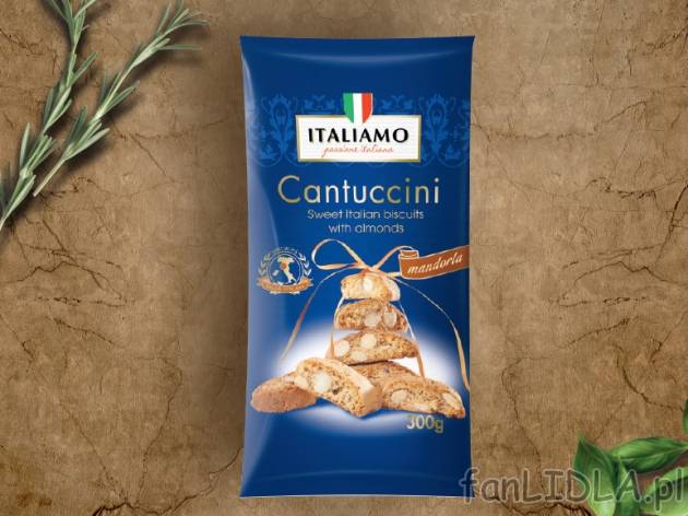 Włoskie ciasteczka cantuccini , cena 6,99 PLN za 300g/1 opak., 1kg=23,30 PLN.
