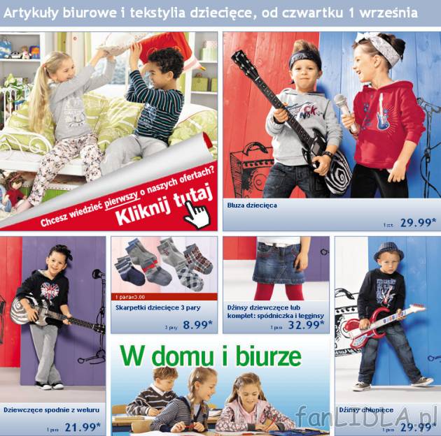Gazetka Lidl od czwartku 1 września 2011: artykuły biurowe i moda dla dzieci