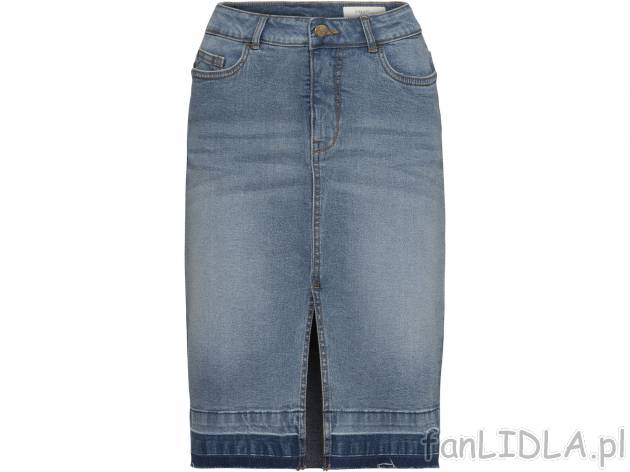 Spódnica jeansowa , cena 39,99 PLN. Spódnica w kolorze jasnego jeansu, z modnym ...