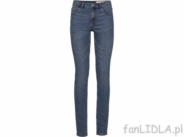 Jeansy skinny ﬁt , cena 44,99 PLN. Damskie spodnie jeansowe.  
-  rozmiary: 34-44