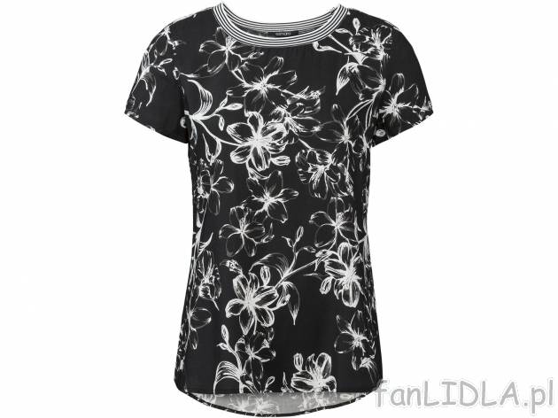 Bluzka damska typu T-shirt w kwiatowy motyw, cena 27,99 PLN 
- 100% wiskozy (LENZING™ ...