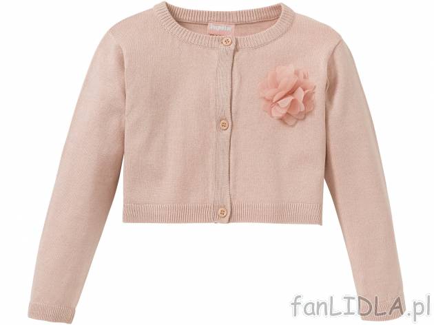 Kardigan , cena 24,99 PLN. Różowy sweterek dla dziewczynek, zapinany na guziki ...
