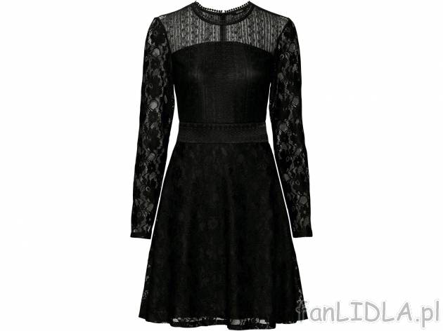 Koronkowa sukienka koktajlowa , cena 65,00 PLN. Elegancka czarna sukienka z długim ...