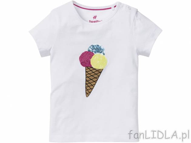 T-shirt dziecięcy , cena 14,99 PLN  
-  rozmiary: 86-116
-  dwustronne cekiny