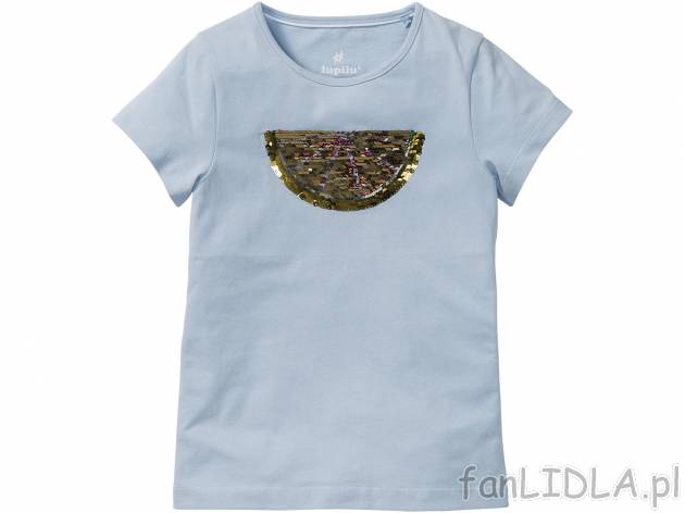 T-shirt dziecięcy , cena 14,99 PLN  
-  rozmiary: 98-116
-  dwustronne cekiny